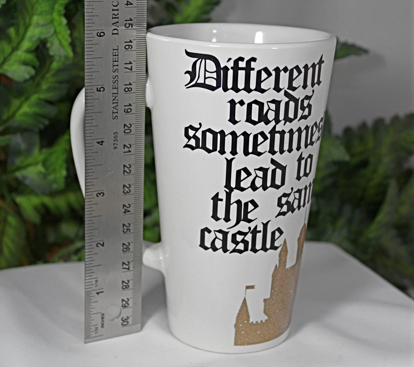 White "Different Roads" Funnel Mug - 9-031C