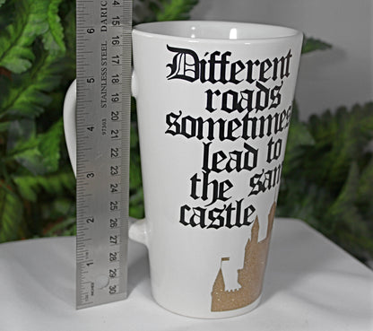White "Different Roads" Funnel Mug - 9-031C