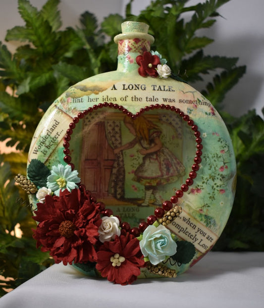 Alice Decoupage Mixed Media Glass Jar - 7-060