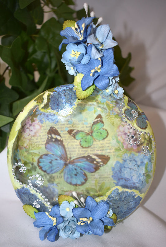 Butterfly Decoupage Mixed Media Glass Jar - 7-064