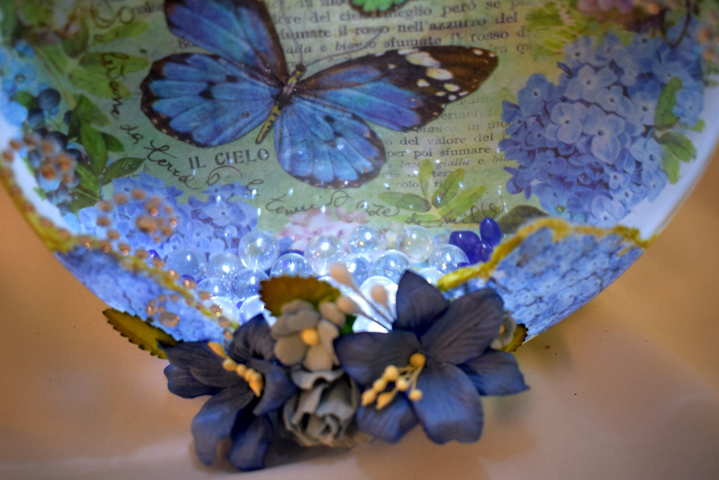 Butterfly Decoupage Mixed Media Glass Jar - 7-064