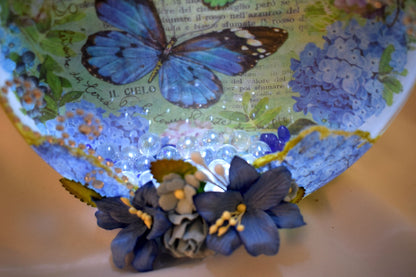 Butterfly Decoupage Mixed Media Glass Jar - 7-064
