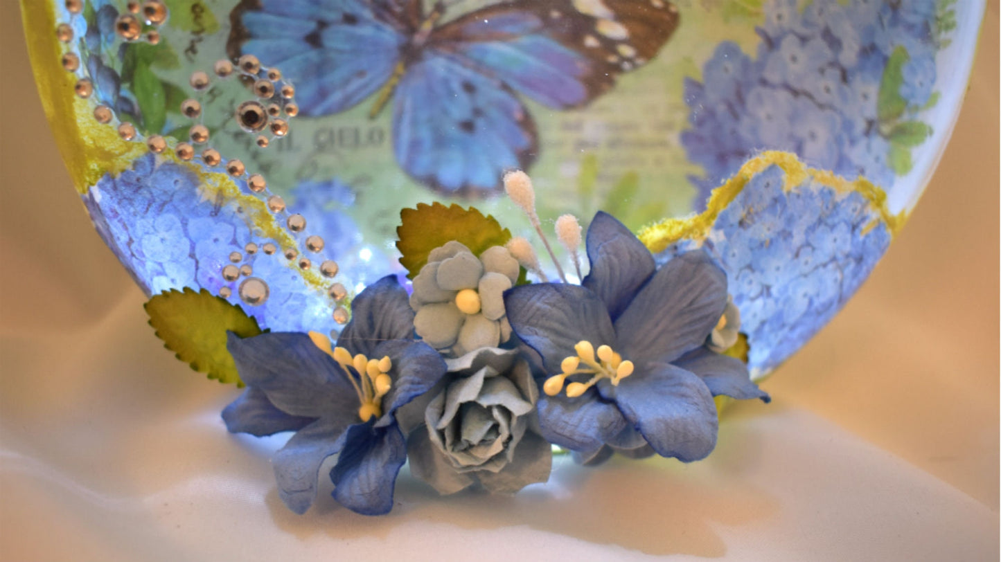 Butterfly Decoupage Mixed Media Glass Jar - 7-064