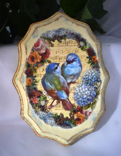 Birds and Light Blue Butterfly Decorative Plaque