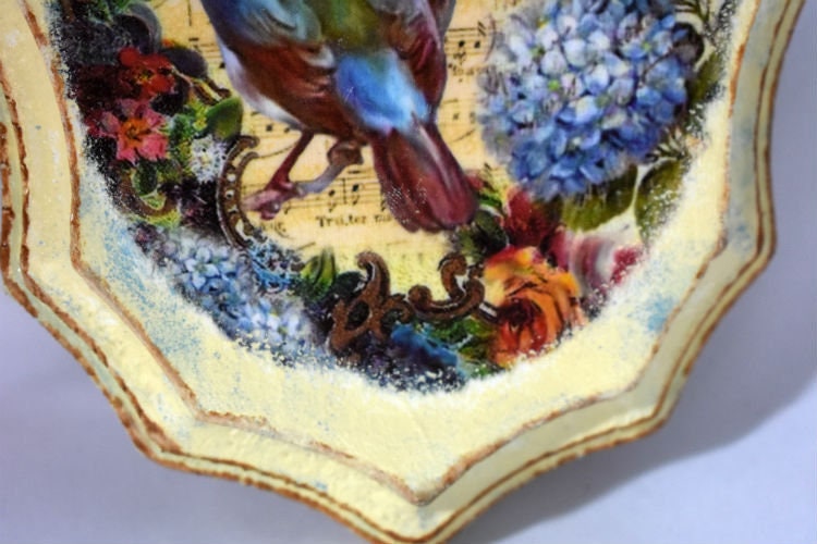 Birds and Light Blue Butterfly Decorative Plaque