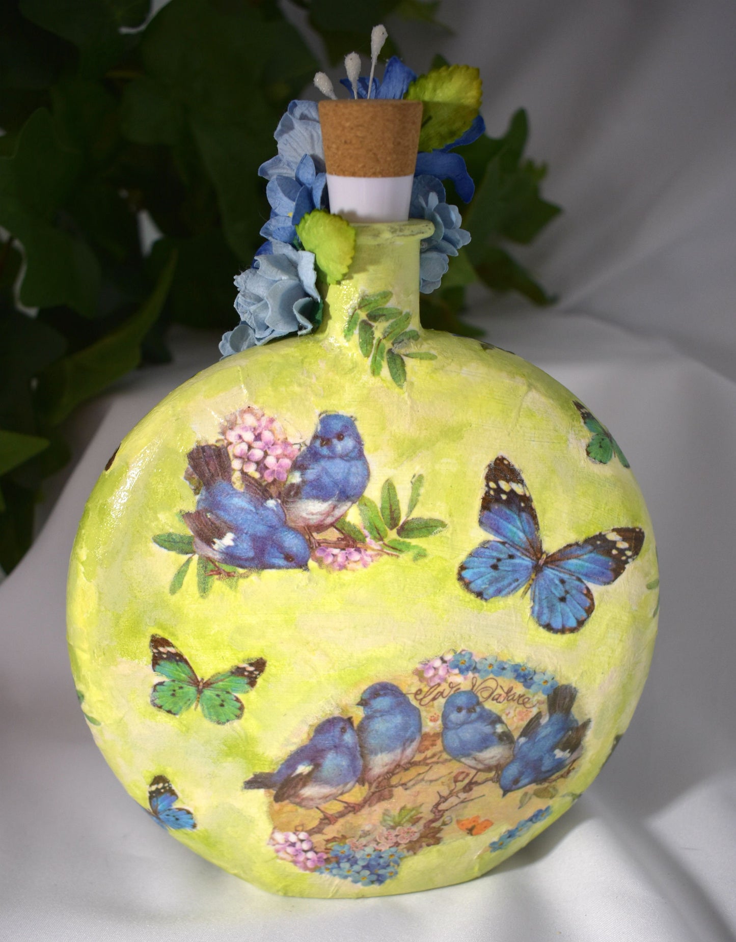 Butterfly Decoupage Mixed Media Glass Jar - 7-064