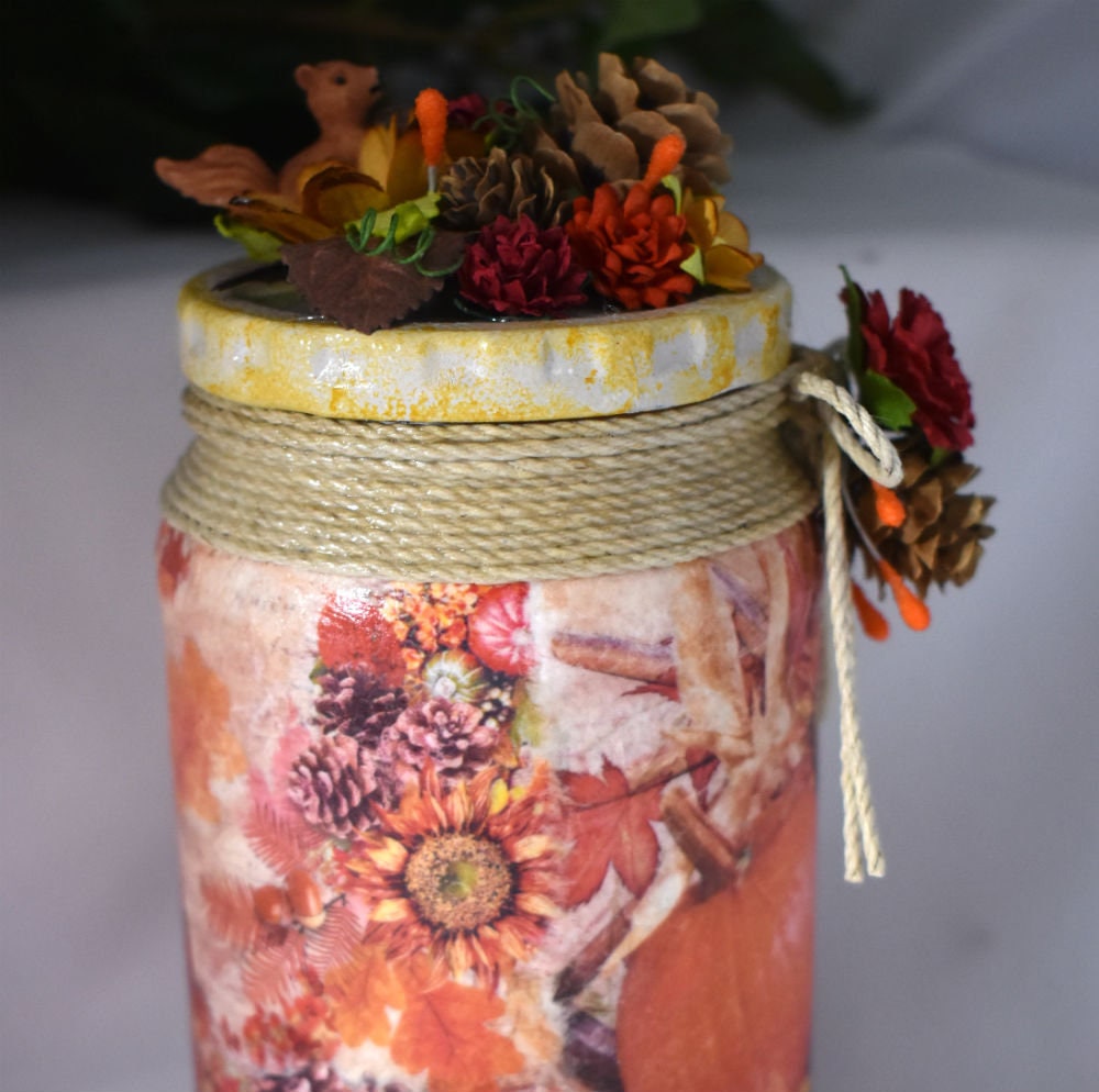 Autumn Theme Altered Jar