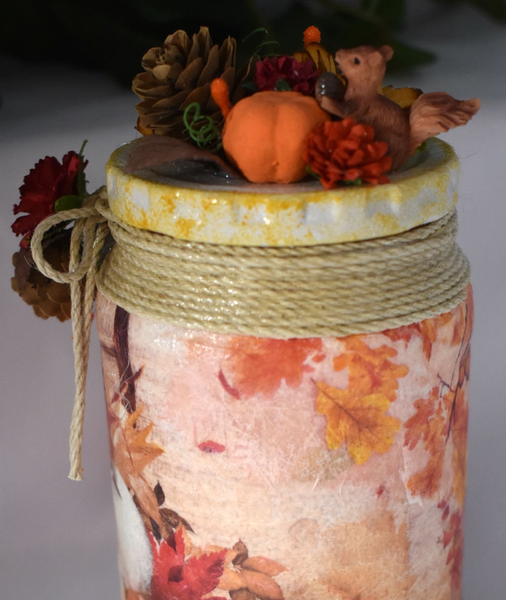 Autumn Theme Altered Jar