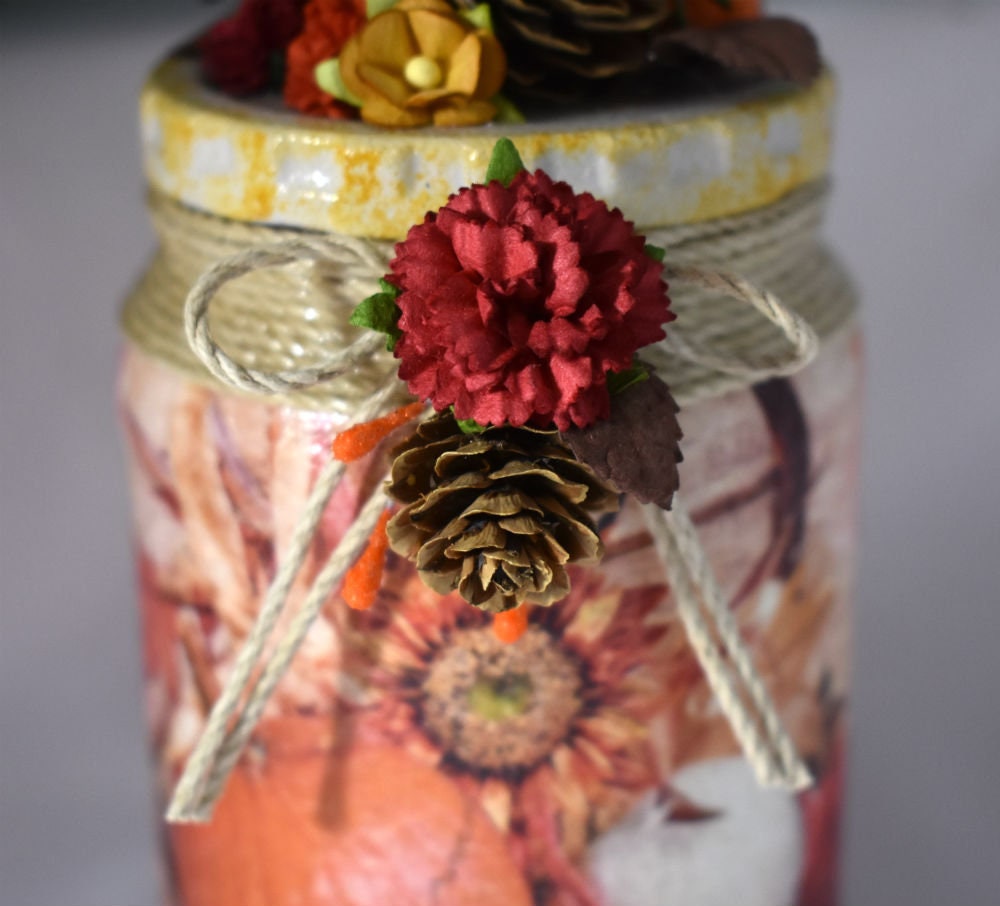Autumn Theme Altered Jar