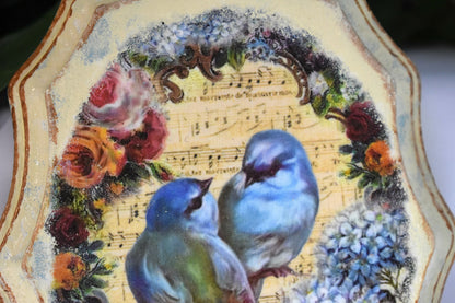 Birds and Light Blue Butterfly Decorative Plaque