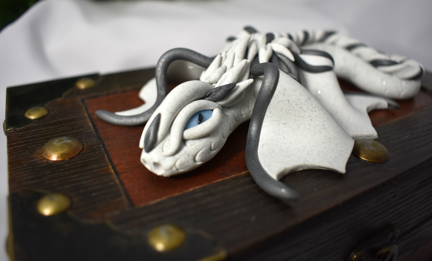 Handmade White Sparkly Dragon on Chest