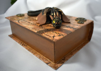 Polymer Clay Black Dragon on Altered Paper Mache Box - 1-110