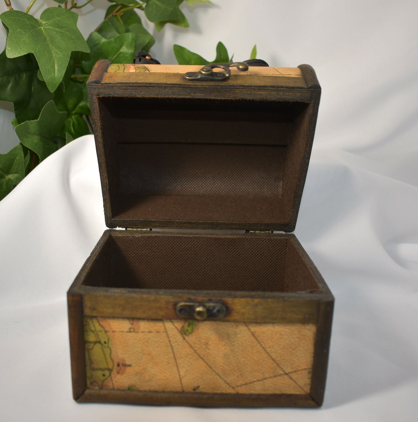 Polymer Clay Black and Gold Dragon on Map Chest - 1-112