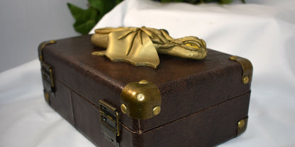 Handmade Gold Dragon on Brown Chest