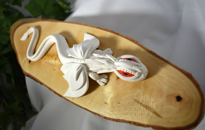 Handmade White Dragon on Wood