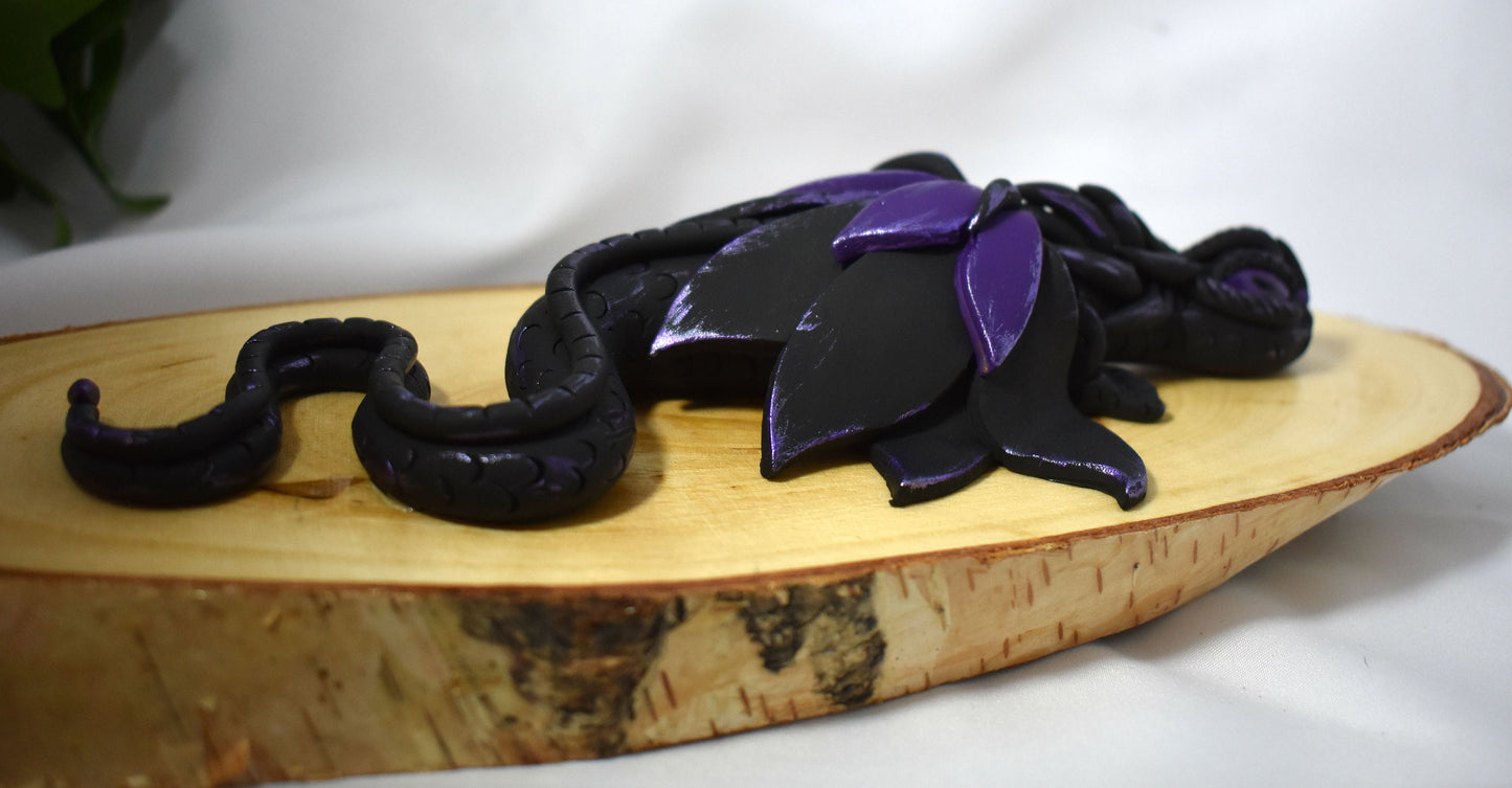 Black and Purple Polymer Clay Dragon - 1-119