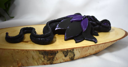 Black and Purple Polymer Clay Dragon - 1-119