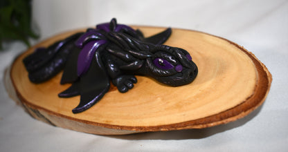 Black and Purple Polymer Clay Dragon - 1-119