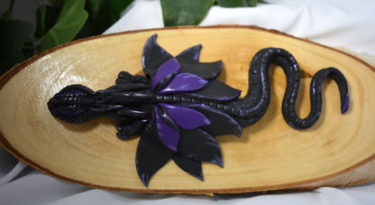Black and Purple Polymer Clay Dragon - 1-119