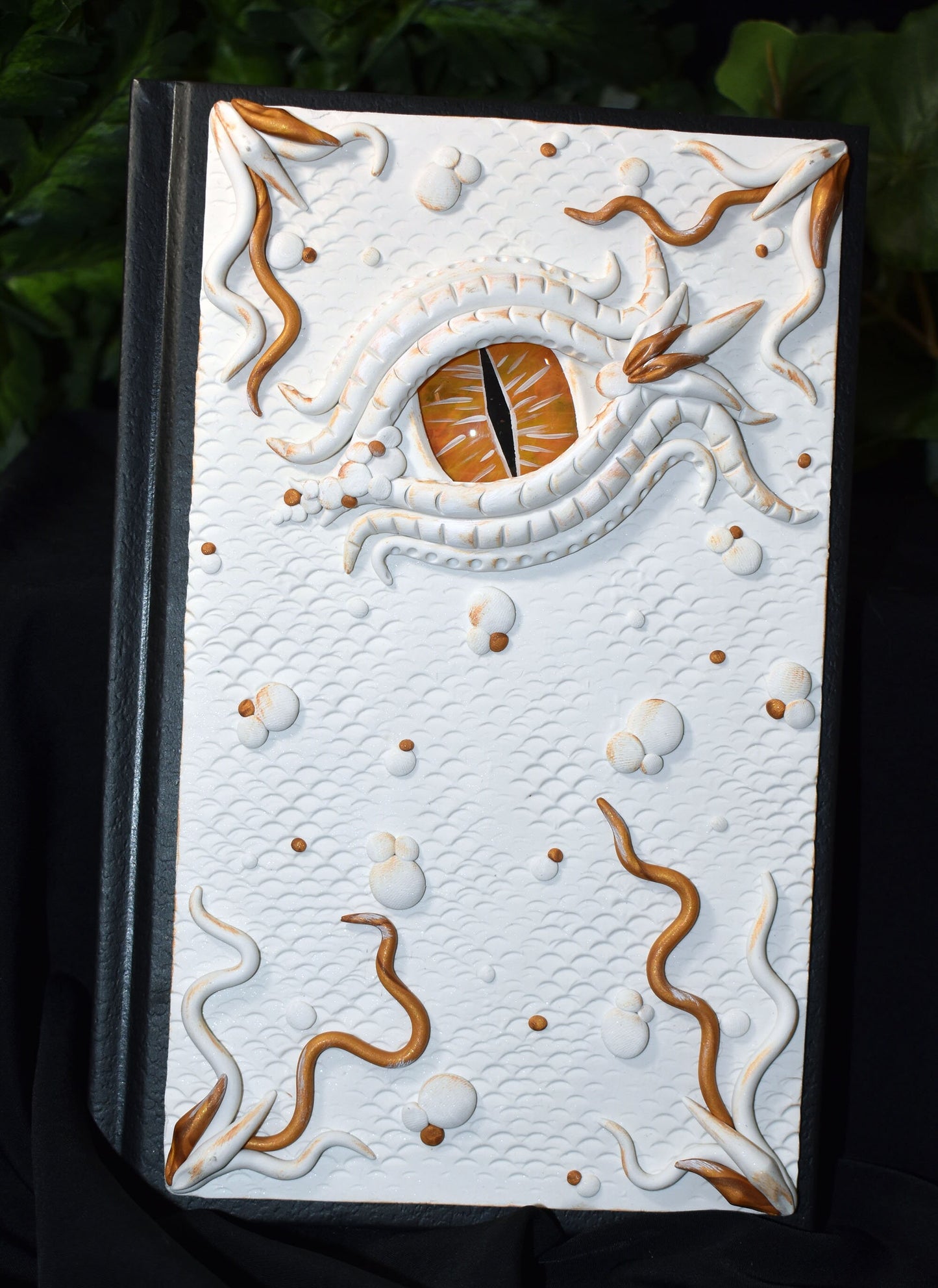 Hand Decorated White Dragon Eye Sketchbook Journal