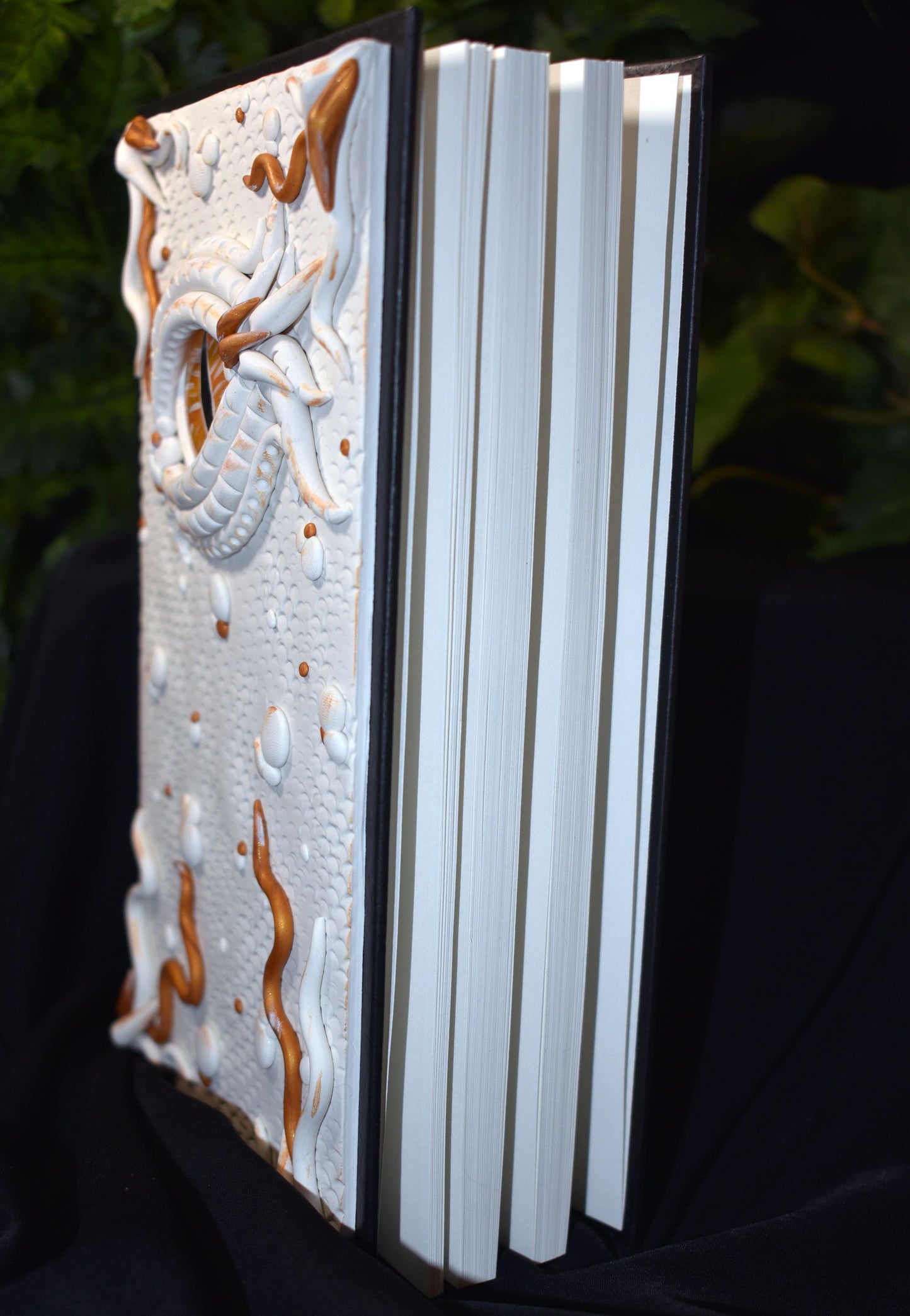 Hand Decorated White Dragon Eye Sketchbook Journal