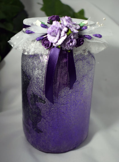 Handmade Purple Dragon Altered Mason Jar with Lights