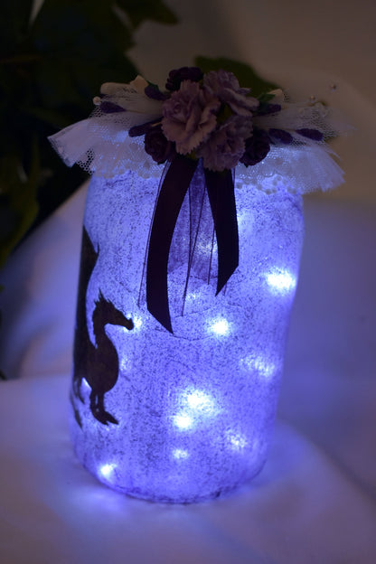 Handmade Purple Dragon Altered Mason Jar with Lights