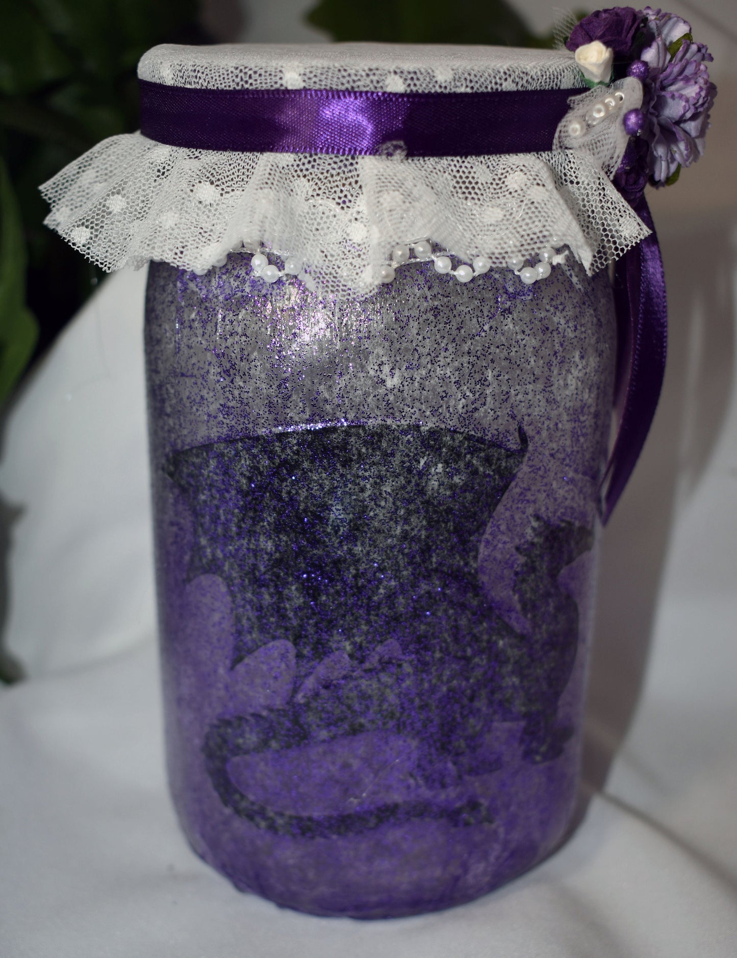 Handmade Purple Dragon Altered Mason Jar with Lights