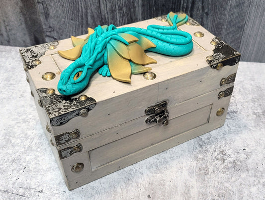 Polymer Clay Teal Dragon on Chest - 1-122