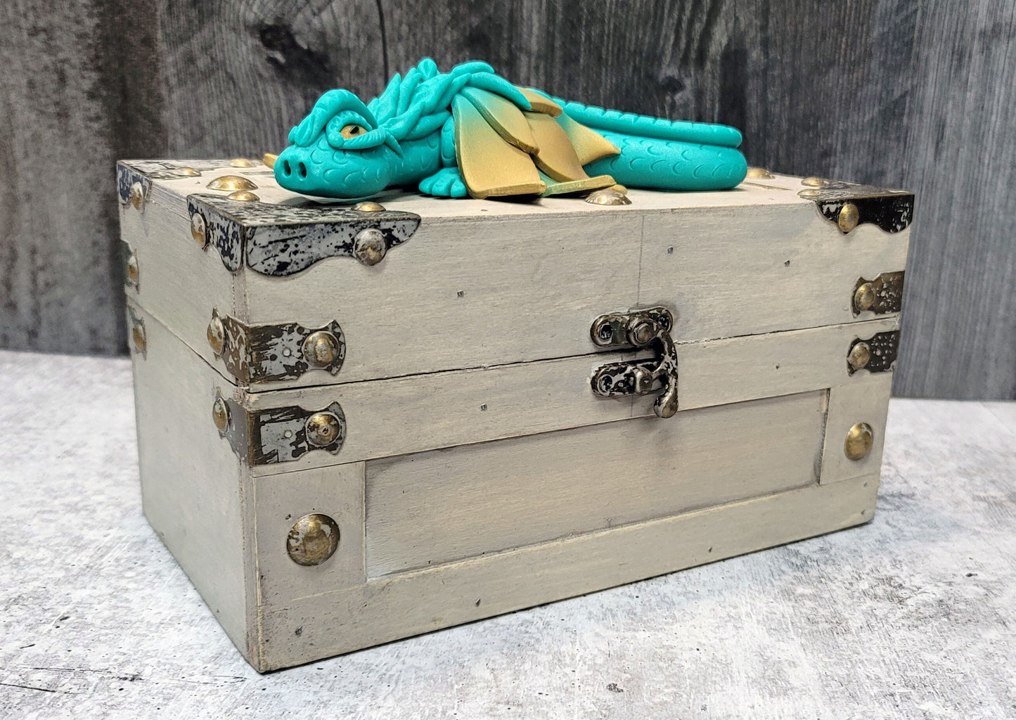 Polymer Clay Teal Dragon on Chest - 1-122