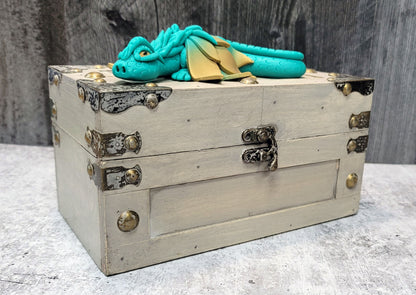 Polymer Clay Teal Dragon on Chest - 1-122