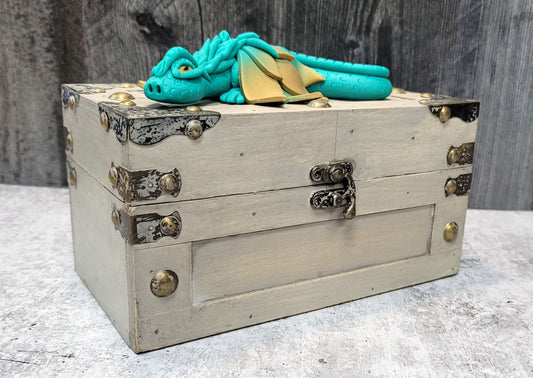 Polymer Clay Teal Dragon on Chest - 1-122