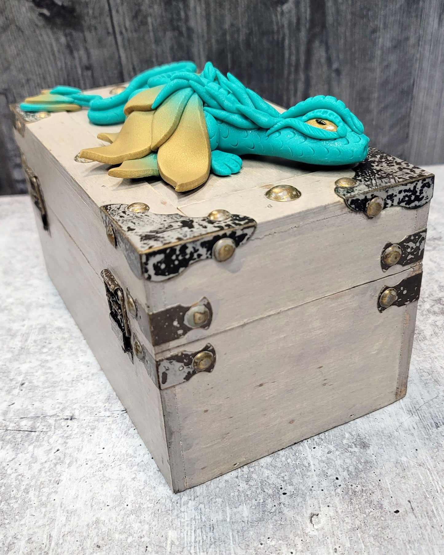 Polymer Clay Teal Dragon on Chest - 1-122