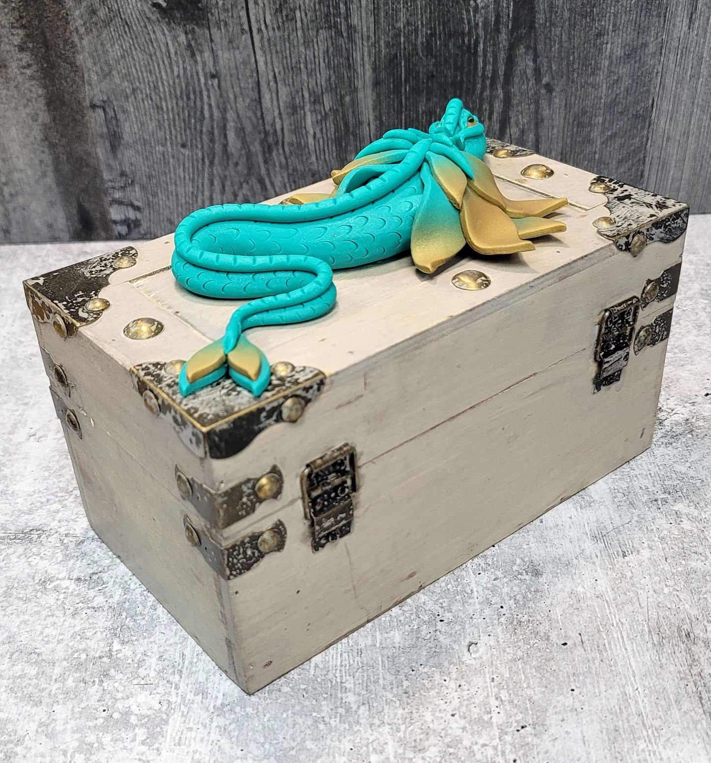 Polymer Clay Teal Dragon on Chest - 1-122