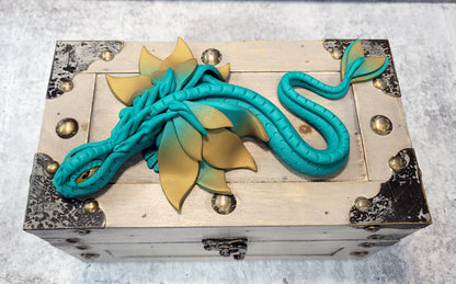 Polymer Clay Teal Dragon on Chest - 1-122