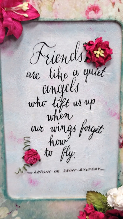 Handmade Altered Friendship Mixed Media Frame - 7-075