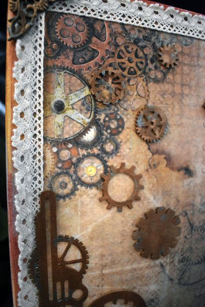 Steampunk Themed Mixed Media Canvas - 9 x 12