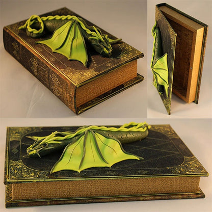 Handmade Green Dragon on Hollow Book