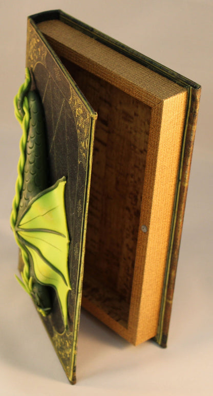 Handmade Green Dragon on Hollow Book
