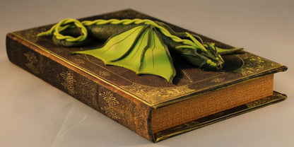Handmade Green Dragon on Hollow Book