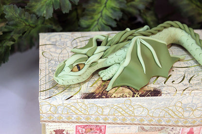 Handmade Green Dragon on Pencil Box