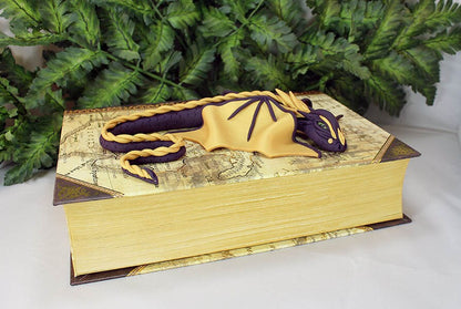 Handmade Purple and Gold Dragon on a Hollow Book